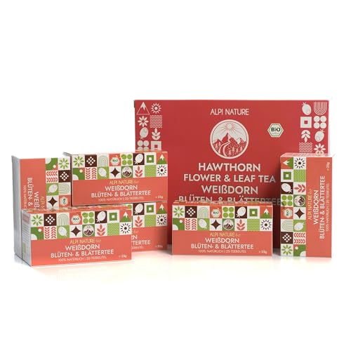 Alpi Nature Espino Blanco Infusión Orgánica, 120 Bolsitas de Té 150g, Paquete de 6 x 20 Bolsitas de 1.25g