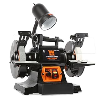 WEN BG625V 2.5-Amp 6-Inch Variable Speed Bench Grinder with Flexible Work Light , Black