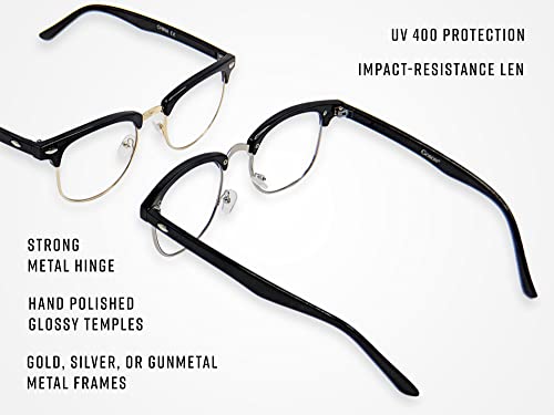Image of Goson Vintage-Inspired Horn Rimmed Eyeglasses Stylish, UV400 Protection, Perfect for Retro Vintage Fashion, Parties, Outings