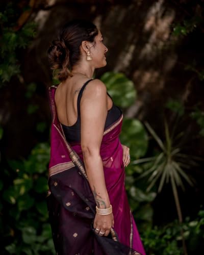 Image of Women's Banarasi Style Pure Kanjivaram Silk Jacquard Kanchipuram Pattu Saree With Un-Stiched Blouse (Maroon)