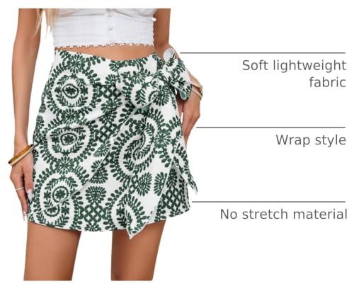 Image of Milumia Women's Summer Boho Wrap Skirt Floral Print High Waisted Knot Side Short Vacation Beach Mini Skirt