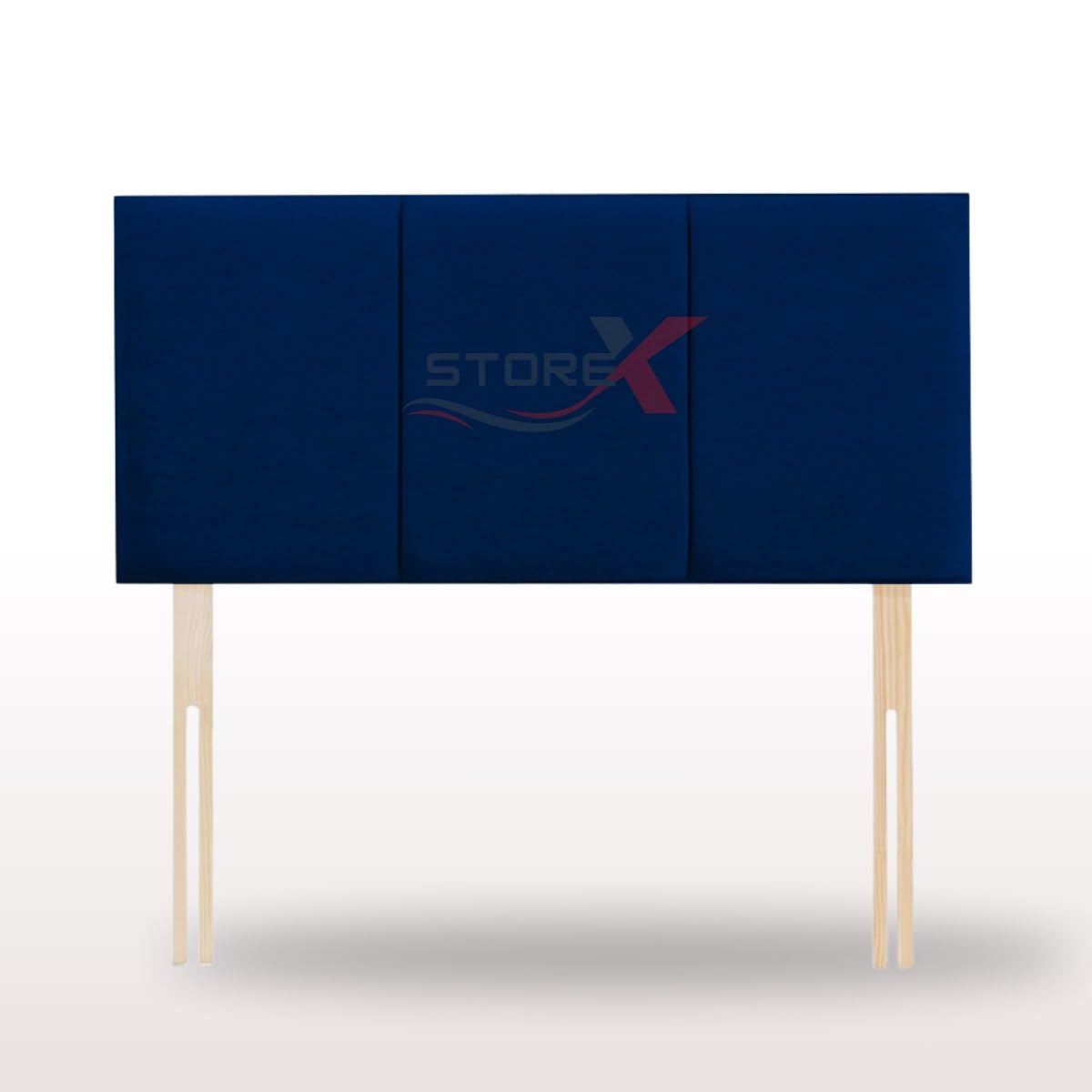 STOREX Plush Fabric Extra Paded 2 Line Headboard For Divan Bed Bedroom Furniture Size 2Ft 6 Inch/ 3Ft / 4Ft / 4Ft 6 Inch / 5Ft / 6Ft - 20 Inch Height (Blue, 20inch Height 3Ft Single)