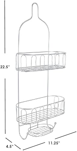 Miniatura 5 de Home Basics Ganchos inferiores de 2 niveles, bandeja central de jabonera y diseño de alambre abierto para almacenamiento eficiente en el baño,