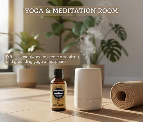 Image of Earth N Pure Diffuser Gift Set | Pack of - 1 Sandalwood Essential Oil Therapeutic Grade - 30ml, 1 Ceramic Aroma Diffuser /Burner, 2 Tealight Candles | for Home Decor