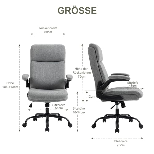 CASTLOVE Bürostuhl Ergonomisch Schreibtischstuhl Chefsessel Mit Gepolsterten Armlehnen Klappbar...
