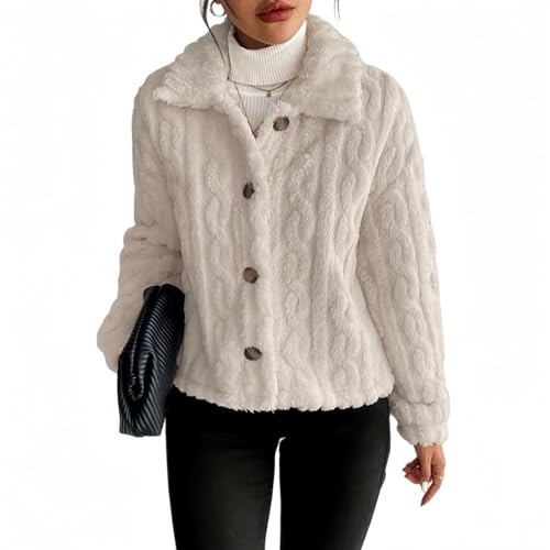 Veste en peluche style court et cardigan polaire chaud de couleur pure