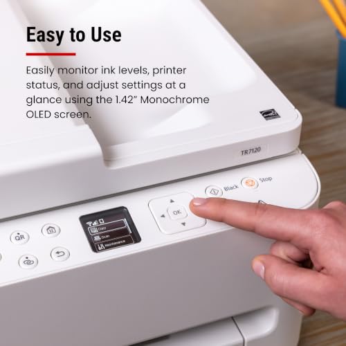 Image of Canon PIXMA TR7120 Wireless Color Inkjet Printer, Duplex Printing, White - Home Printer with Copier /Scanner, Auto Document Feeder, Compact Design, Intuitive Control Panel