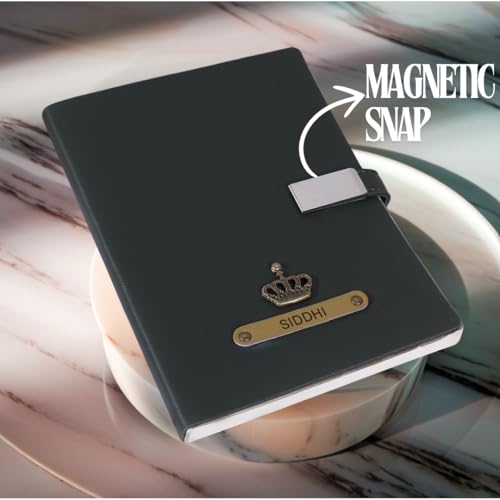 Image of ncgifts Personalized Notebook With Name | Customized Diary | Personalized Notebook A5 200 Ruled Pages Customized Diwali Daily Journal Diaries Diary Gifts for Men Women Friends, Family | Olive