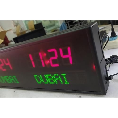 Cyfrowy zegar światowy LED, naścienny zegar z wieloma strefami czasowymi z regulowaną jasnością i pilotem zdalnego sterowania, do dużych przestrzeni biurowych i hoteli