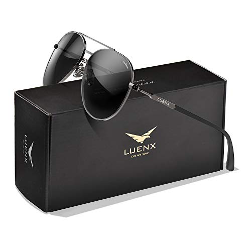 LUENX Aviator Sunglasses Polarized for Men Women uv 400 Protection with case 60