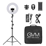 GVM LED Ring Licht Ideal für Innenaufnahmen, Netzwerkübertragungen, Hochzeitsshootings, Stillhubaufnahmen usw.
