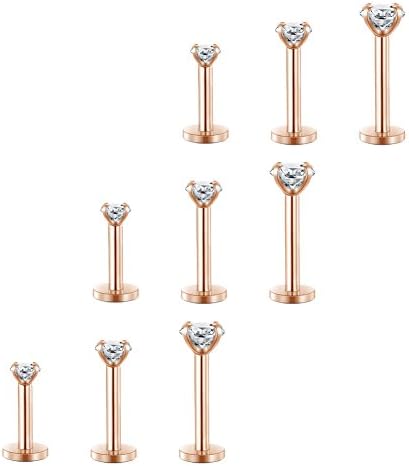 16G Roestvrij Staal Tragus Piercing Stud CZ Lip Rings Labret Stud Helix Piercing Oorbellen 9 Stukken