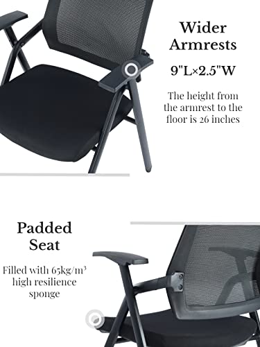 Tengyi Office Padded Folding Chair With Arms, 330 Pounds Capacity, V-Shaped Premium Steel Mesh Task Chair For Rv Home Apartment School Meeting Room (Black 1 Pack) #TOP2