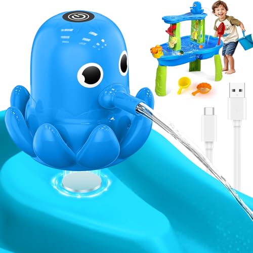 Image of Water Table Pump Octopus, Cordless Rechargeable Pump for Water Tables with Magnetic Mounting, No Drill Installation, Durable Outdoor Water Play Accessories for Kids & Toddlers (Blue)