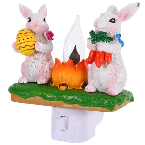 Lámpara de mesa conejo de resina para dormitorio con enchufe US miniatura 1