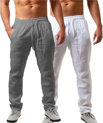 Pantalon en lin pour hommes idéal pour les vacances d'été à la plage