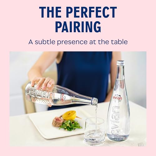 Image of evian Sparkling Carbonated Natural Mineral Water 330ml Glass Bottle, Case of 20 Bottles, Naturally Filtered Drinking Water, Sparkling Water Crafted by Nature