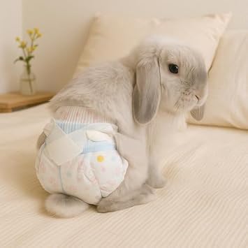 Leakproof Rabbit Diapers Disposable Bunny Pet Diaper for Small Rabbits, Incontinence & Potty Training White, XXS Size Recommended for 1-3 lbs, Count, 1