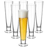 Yiyiring 6 Pcs Pilsner Beer Glasses, 14.5 oz Pint Glasses for Pilsner, Kolsch, Lager, Beverage, Old Fashioned Beer Drinking Gifts for Home Bar Party Soccer Competition