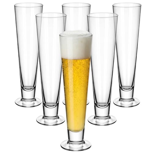 Yiyiring 6 Pcs Pilsner Beer Glasses, 14.5 oz Pint Glasses for Pilsner, Kolsch, Lager, Beverage, Old...