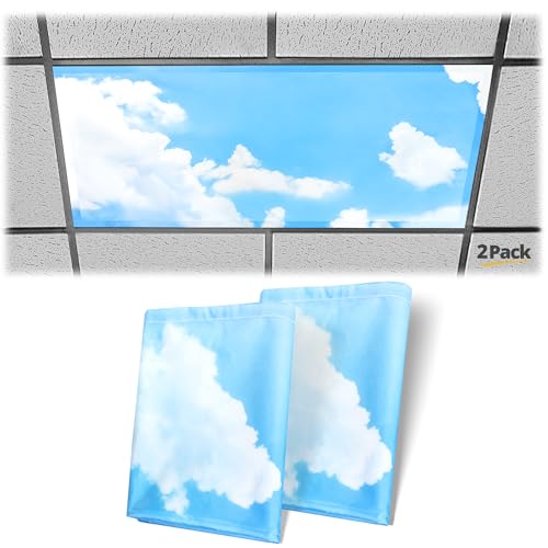 Image of Betus 2 Pack Magnetic Light Covers for Standard 2x4 Feet Drop Ceiling Flat Panel Lights - Fluorescent & LED Ceiling Light Shade Filters for Classroom, Office Cubicle, Hospitals, Home & School