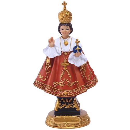 Image of GRIRIW Infant of Prague Statue 22.5cm Infant Jesus Figurine Resin Decorative Sculpture Religious Tabletop Statue for Holiday Celebrations Home Decor
