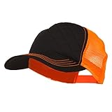MG Fashion Quilted Trucker Two Tone Neon Mesh Cap - Black Neon Orange OSFM