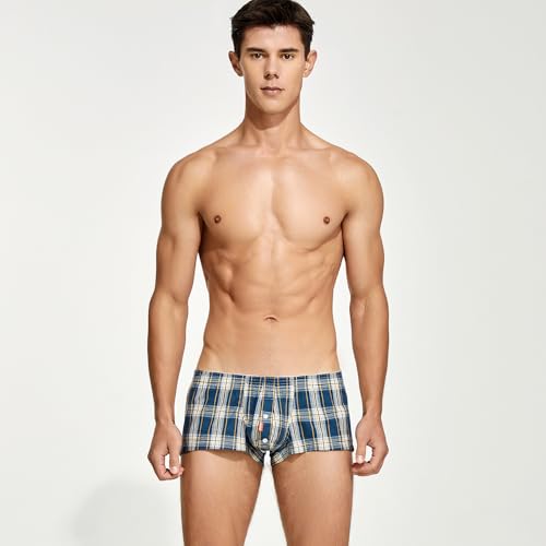 Mens Boxers Underwear Low Rise Cotton Boxer Shorts - Fashionable Checked Home Shorts2