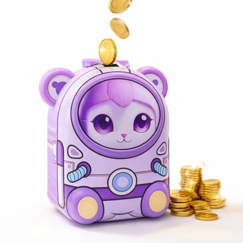 Image of Sajani Cute Cartoon Creative Portable Piggy Bank, Money Saving Box with Combination Lock, Mini Coin Bank Gifts for Boys and Girls, Best Return Gifts for Kids (Pack of 1) (Bear - Purple)