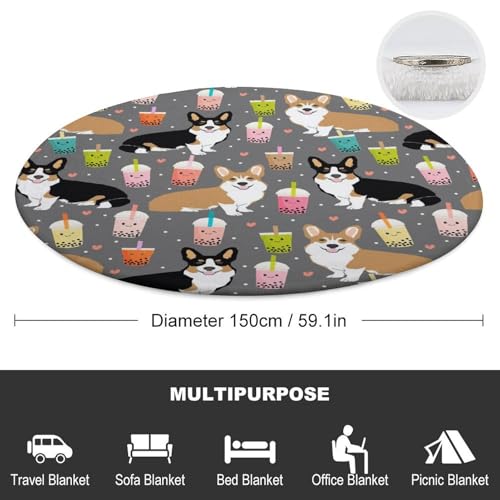 Couverture ronde en flanelle motif animaux de compagnie 140 cm - 3