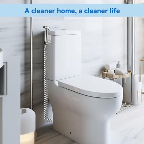 Handbrause Bad Bidet Edelstahl Waschen Duschkopf Bidetaufsatz Sprühset mit Dual Modus (Jet/Stream) mit Federschlauch Haken Toilette Adapte (G1/2 & G3/8) für Tägliche Körperhygiene und Badreinigung