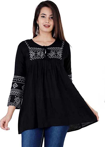 Image of Kartik Fashion Women Rayon Embroidered Regular Top