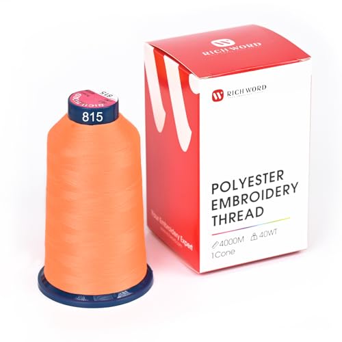 Image of Poolin Polyester Machine Embroidery Thread 4000M 40WT Pastel Orange 0815 | Smooth Feeding with Stable Tension for Clean, Consistent Stitching on Home and Commercial Embroidery Machines