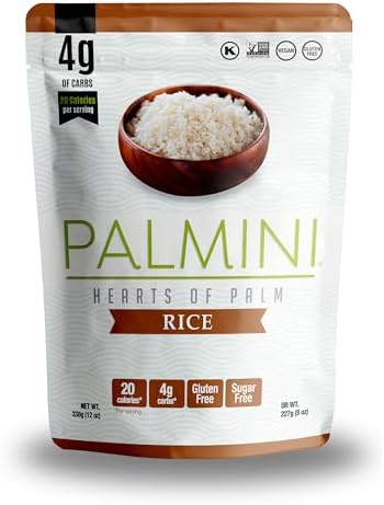 Palmini Rice | Low-Carb, Low-Calorie Hearts of Palm Rice | Keto, Gluten Free, Vegan, and Non-GMO | As seen on Shark Tank | (12 Ounce Pouch - Pack of 1)