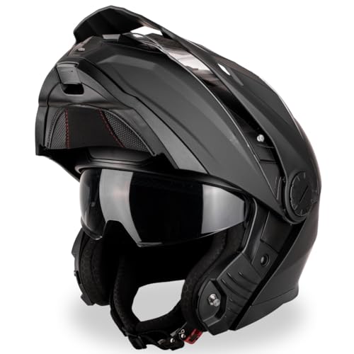 VINZ Prado Enduro Helm mit Sonnenblende | Klapphelm mit ECE 22.06 | Motorrad Helm Integralhelm Crosshelm | Motorradhelm Klappbar | In Gr. XS-XXL - Matt Schwarz