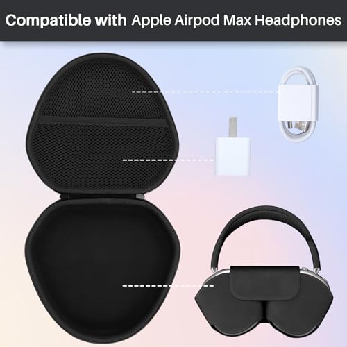 Image of Lebakort Hard Case Compatible with Apple AirPods Max 2 Over-Ear Headphones | Lightweight & Carry, Dustproof Storage, Travel Friendly, Portable for Daily Use, Black Case