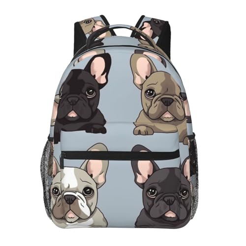 Sac à dos ordinateur portable léger et résistant avec motif bouledogue