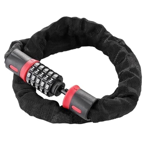 Candado Cadena 1 Herramienta para PC, cerraduras para Bicicletas, antirrobo Resistente, código de 5 dígitos, sin Llave, Resistente a la Intemperie para Carretera Candado Moto Cadena(60cm(23.6in) Red)