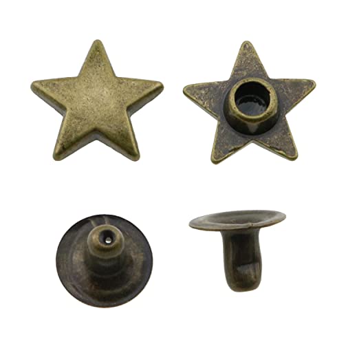 Leather Star Rivet E-Outstanding 120Sets 12Mm Antique Green Metal Five-Pointed Star Studs Leather Rivets Star Nails Leather Tacks Diy Accessories For Leather Craft Clothing Bags Belts Star Stud #TOP1
