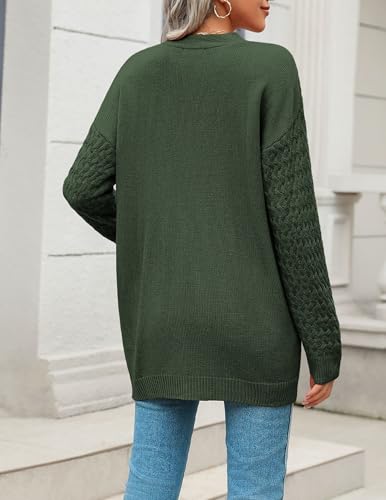 Image of Zeagoo Cardigan Sweaters for Women Long Sleeve Fall Clothes Button Down Top | Long Sleeve Chunky Cable Knit Fall Cardigans Sweaters,Button Down Open Front Outerwear,Womens Tops,Cardigan with Pockets