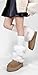 Luxury Faux Fur Boot Cuffs, Ribbed Knit Leg Warmers, Winter Fashion Accessories in White, Black, Brown, Y2K Style, One Size (Snow White)