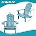 Adirondack Chair with Cup Holder, SNAN Poly Lumber Weather Resistant Patio Chair for Home&Garden, Fade-Resistant and All-Weather Outdoor Chair with 2 Rear Strengthen slats 35L 29.5W 36.8H (Blue)
