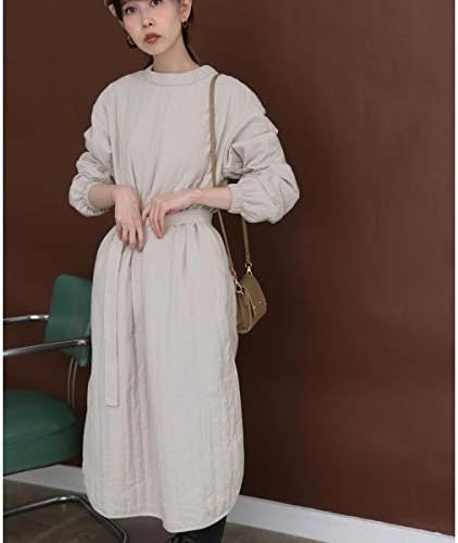 Amazon Co Jp Kbf Kbf レディスワンピース ウエストベルトキルティングワンピース Ice Gray One 服 ファッション小物