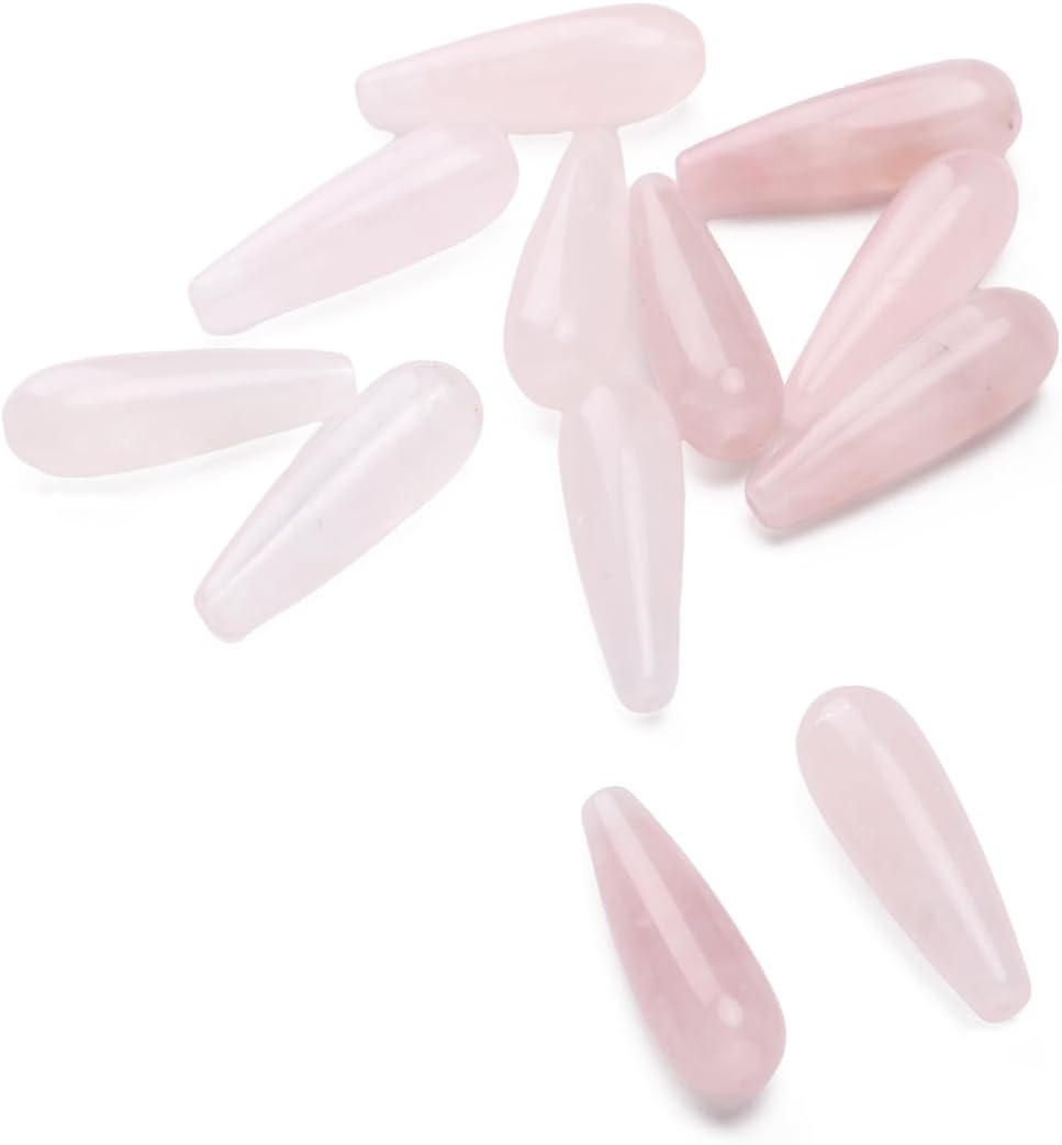 Natural Rose Quartz Teardrop Stone Beads 10x30mm 12pcs Dangle Earring Charm for DIY Jewelry Making - Image 5