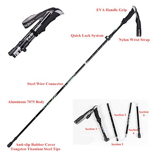 image for JJZS Hiking Trekking Poles Collapsible - 2 Pack, Durable Aluminum 7075