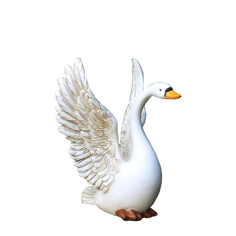 Simulation Tier Harz Handwerk Ornamente Schwan Garten Outdoor Teich Tierbild Heimdekoration Zubehör Pflanzen Topfpflanzen (Size : C)