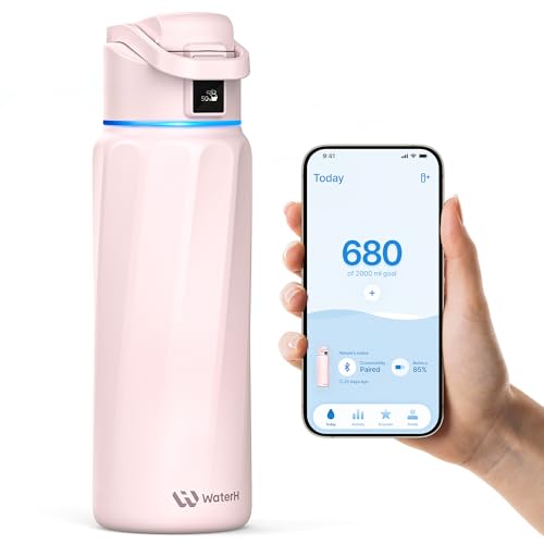 BOOST Smart Water Bottle with Reminder & Tracker, Double Wall Vacuum Insulated Bottles Stainless Steel, 32oz BPA-Free Wide Mouth for School, Gym, Office, Ideal for Mother's Day 32 Ounces Pin