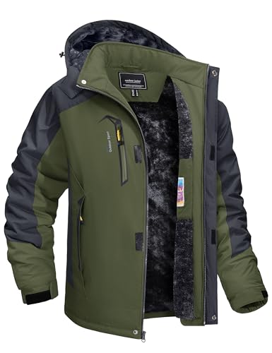 TACVASEN Mens Ski Jacket Water-Resistant Fleece Coats Snowboarding Jacket Outdoor Soft Shell Fleece...