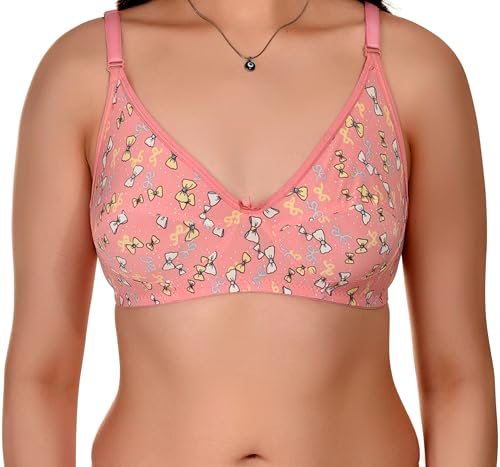 Image of Full Coverage Non Padded Wire Free Daily Use Regular Printed Bra for Women and Girls in Multicolor