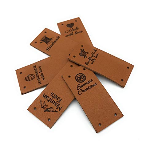 Center fold leather labels Custom folding labels Personalized logo labels Leather labels Branding tags Clothing labels Knitting labels 25 pc